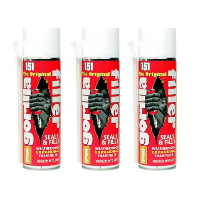 151 Original Gorilla Filler Weatherproof Expanding Foam 500 ML - Pack of 3