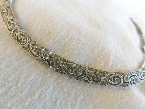 Conjunto de Collar Pulsera de Colección Tono Plateado Transparente-3 piezas Filigrana - Imagen 4 de 12