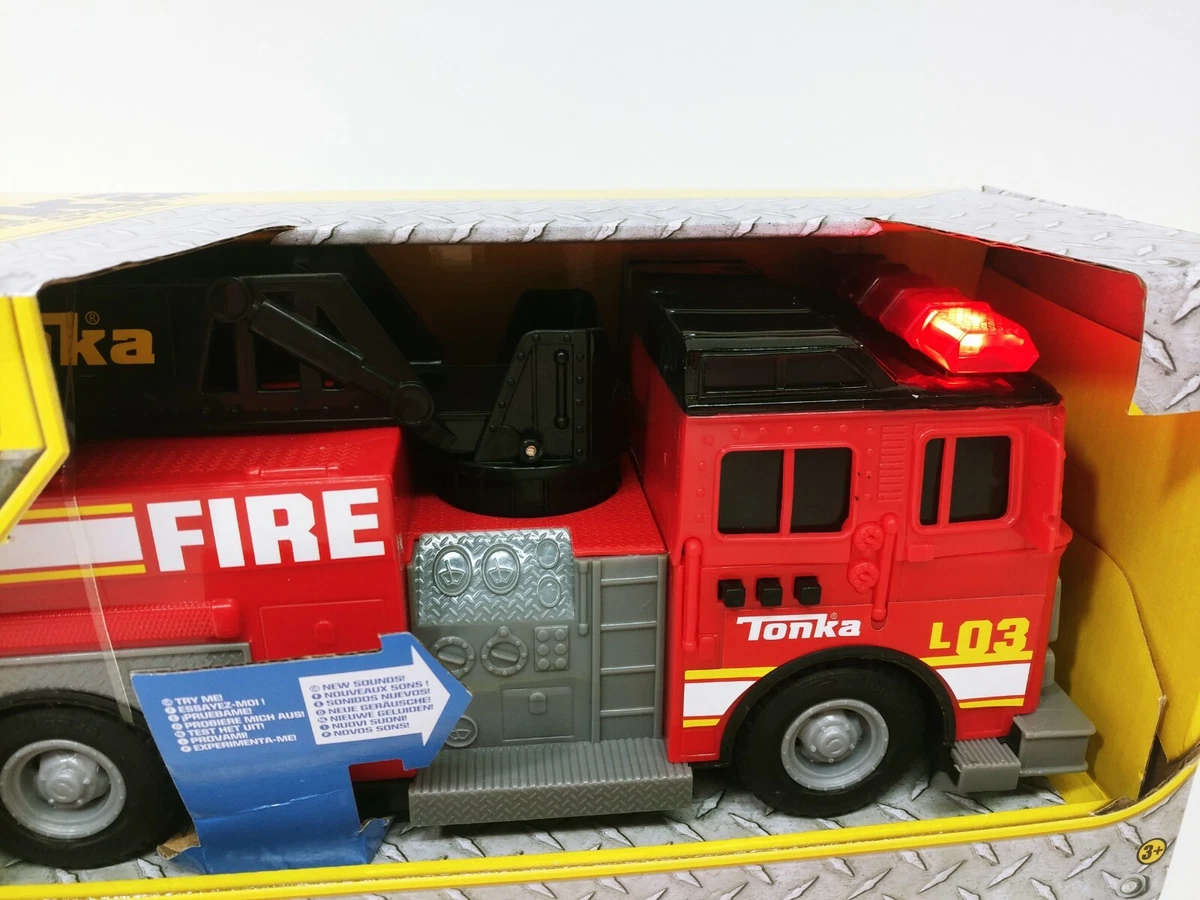 NEW Tonka Real Tough Rescue Force Red Plastic Fire Truck Lights Sounds Ladder