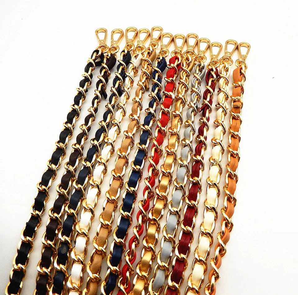 Bandolera de cuero con cadena de metal para hombro bolso con asa correa de repuesto Foto 2 de 3