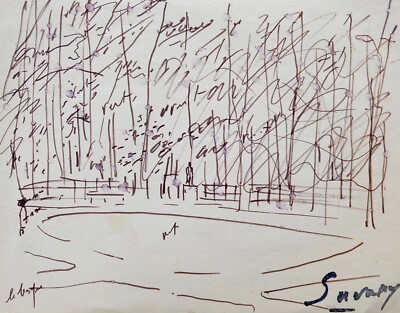 Robert savary - Drawing Original - Felt - Walk IN The Castle Of Versailles 3