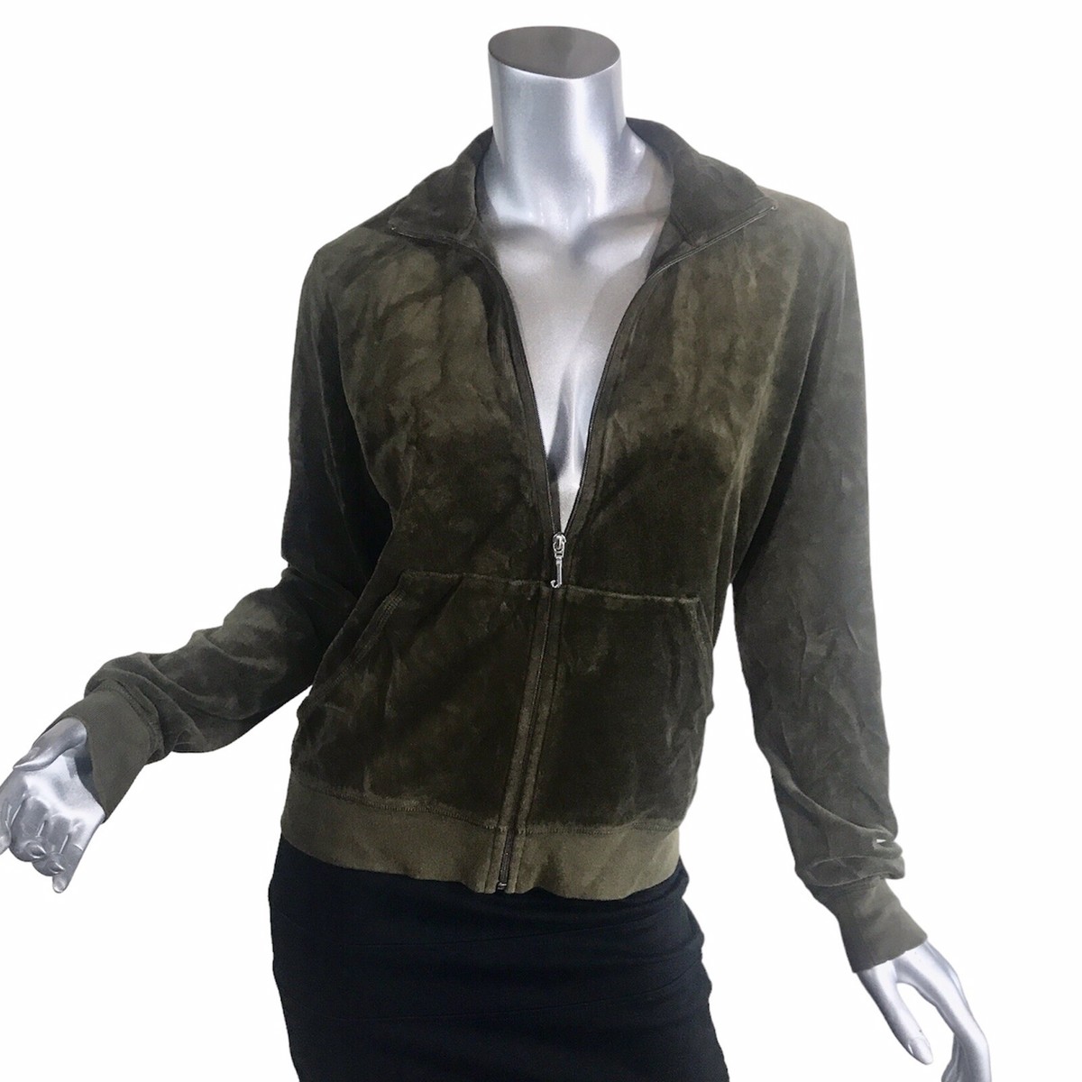 velor fur blouson dark green y2k L 