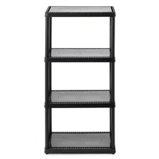 Black 4Tier Plastic Garage Storage Shelving Unit 24 In. W X 48 In. H X 12 In. D)