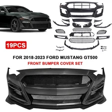 Black Front Bumper Cover Kit W/Grille For 2018-2023 Ford Mustang GT500 Style