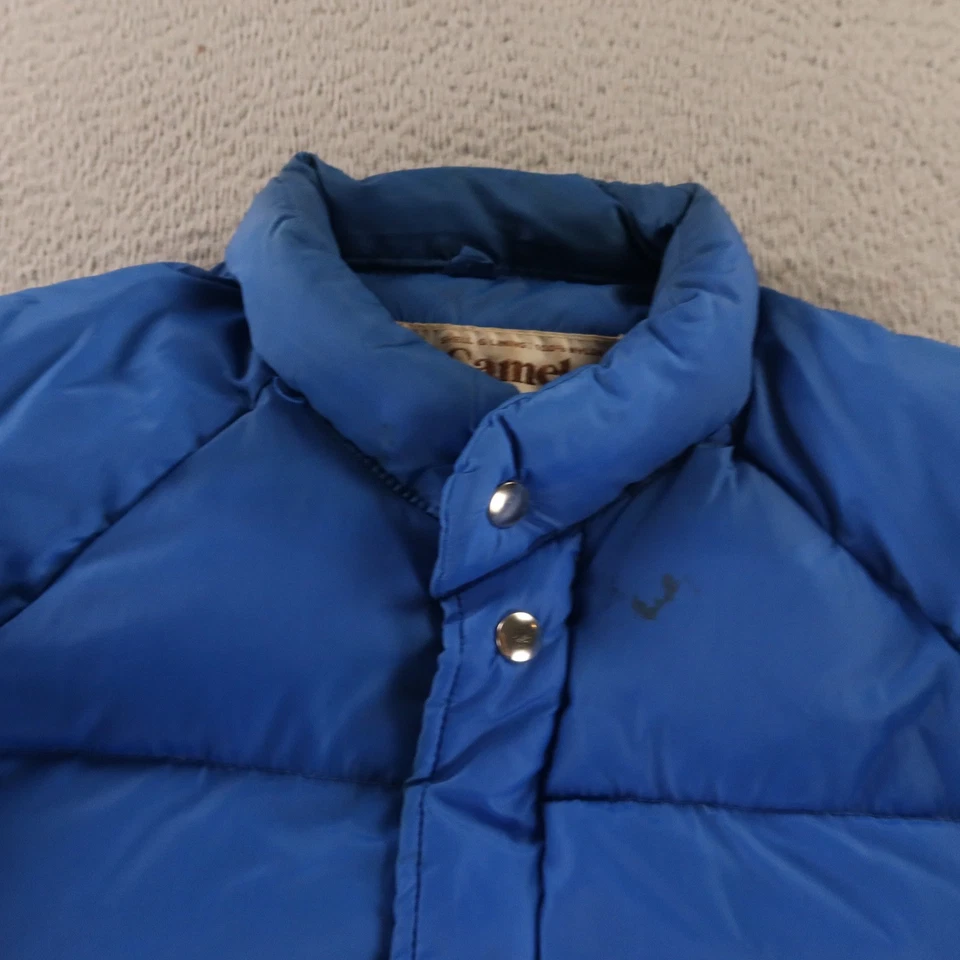 VTG Camel Jacket Mens M Blue Goose Down Puffer Feather Fill Coat 80s - Image 2 of 4