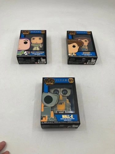 Funko Pop! Pixar Enamel Pin Set 3 of 4 Featuring Wall-E Buzz Lightyear & Woody