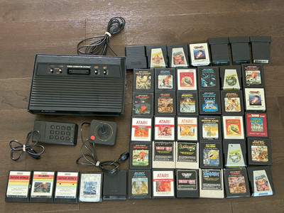 Atari 2600 System Console Bundle with 42 Games Untested OEM No Power Cord