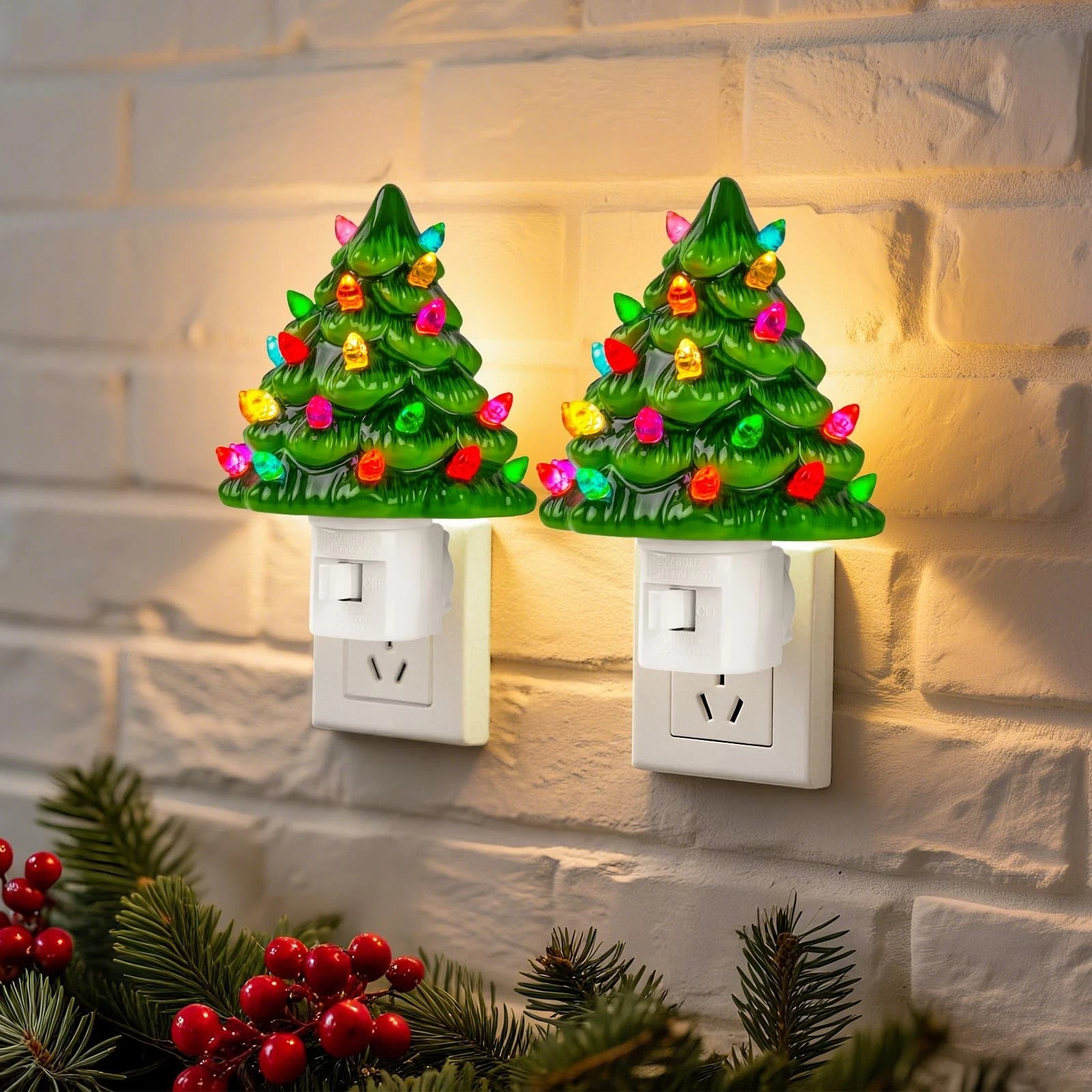 Brightown Ceramic Christmas Tree Night Light - Thumbnail 2