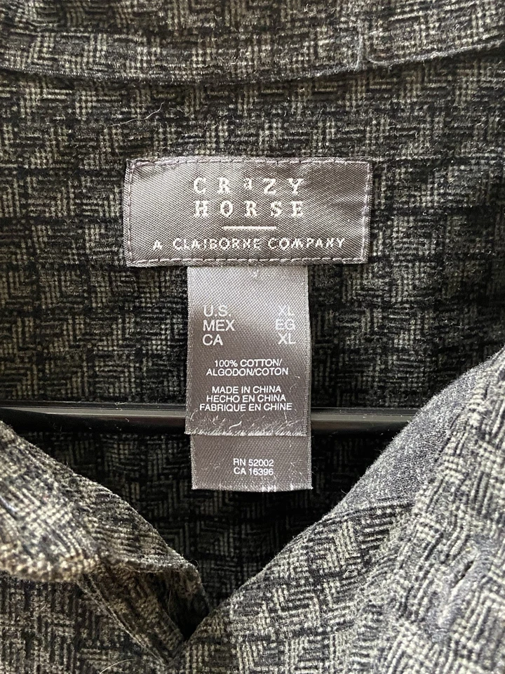 Crazy Horse Mens XL Lightly Felted Black Button Up Shirt Preppy Cowboy Y2K - Image 3 of 4