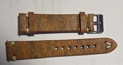 Yellow 20mm Retro Genuine Leather Watch Strap/Band with Buckle