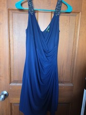 Ralph Lauren Evening Dress 8 Blue Beaded  Shoulder  Straps