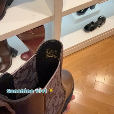 NEW COACH Women's Lucy Chelsea Boot Signature Polyester Maple