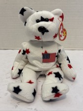 New w/Tags Ty Beanie Baby Glory the Patriotic/Star Seated Teddy Bear