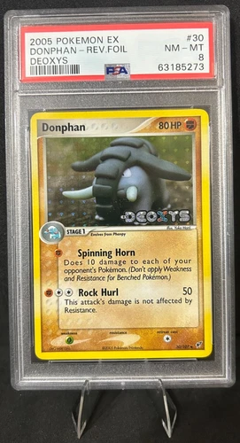2005 POKEMON EX DEOXYS 30/107 DONPHAN REVERSE FOIL PSA 8