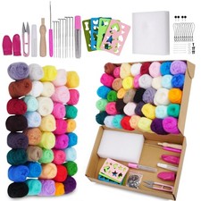 Needle Felting Kit,Needle Felting Starter Kit,Wool Roving 40Colors Set,Wool F...