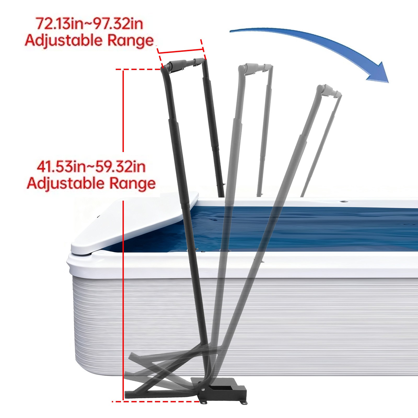 Adjustable H42-60" L72-97" Hot Tub Cover Lifter Spa Cover Li