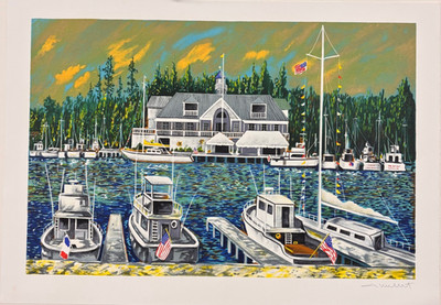 Guy Buffet Hand Signed Lithograph ''South Carolina Yacht Club''