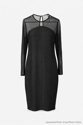 Calvin Klein Dress Black Sheer Mesh Overlay Cocktail Party Elegant Size 16W  | eBay