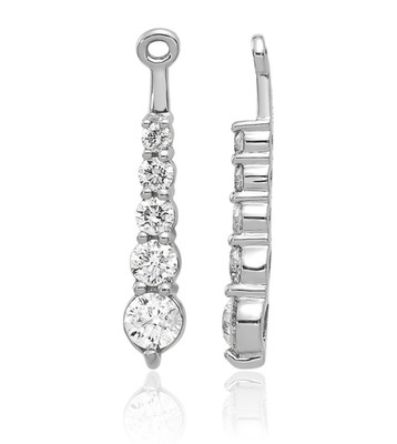 14K Solid White Gold 0.65 ct Lab Created Diamond Earring Jackets Round Cut,