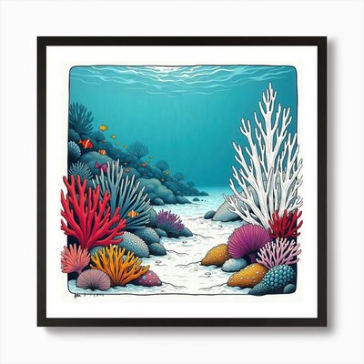 Korallenriff 4 Kunstdruck gerahmt Wandbild Poster Leinwanddruck Bild