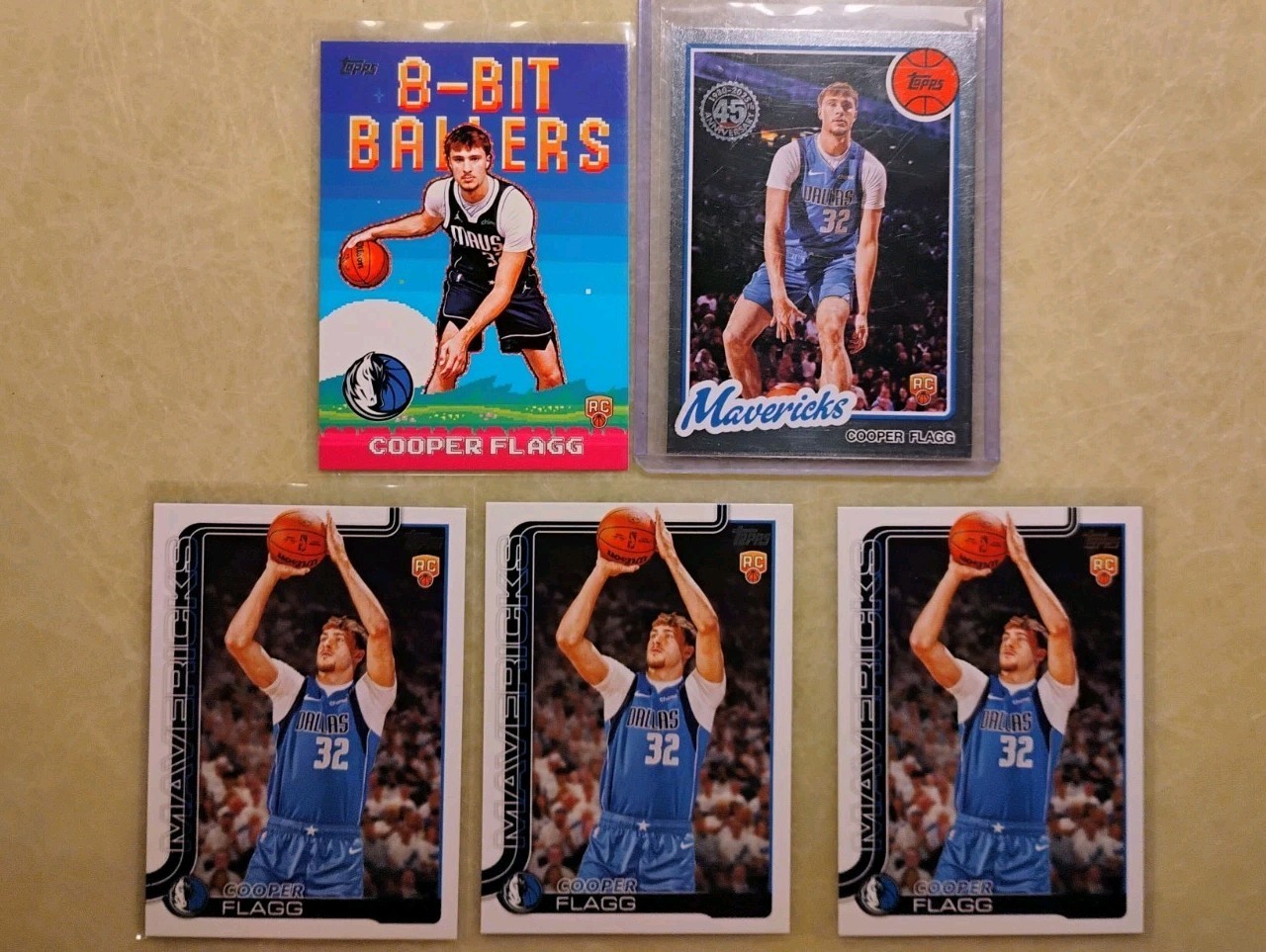 Cooper Flagg Rookie (5) Card Lot 45th 80BK-51 8 Bit Dallas Mavericks ROY 