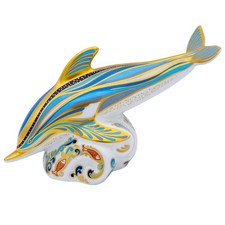Royal Crown Derby Striped Dolphin Paperweight Bone China Collectible