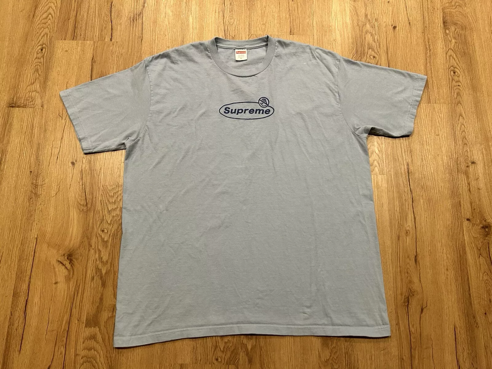 Chemise Supreme Homme Bleu Poussière Extra Large Avertissement Graphique Chemise (FW22T37)