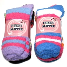 Weitzner Cozy Fuzzy Slipper Grip Socks 6 Pair Purple Blue Size 9-11