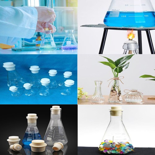 50-250ml Narrow Mouth Glass Erlenmeyer Flask , 15-68mm Silicone Stoppers for Lab - Picture 4 of 44