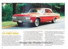 1964 Plymouth Sport Fury Street Wedge 426 - Original Car Print Article J264 1964 Plymouth Sport Fury Street Wedge 426 - Original Car Print Article J264