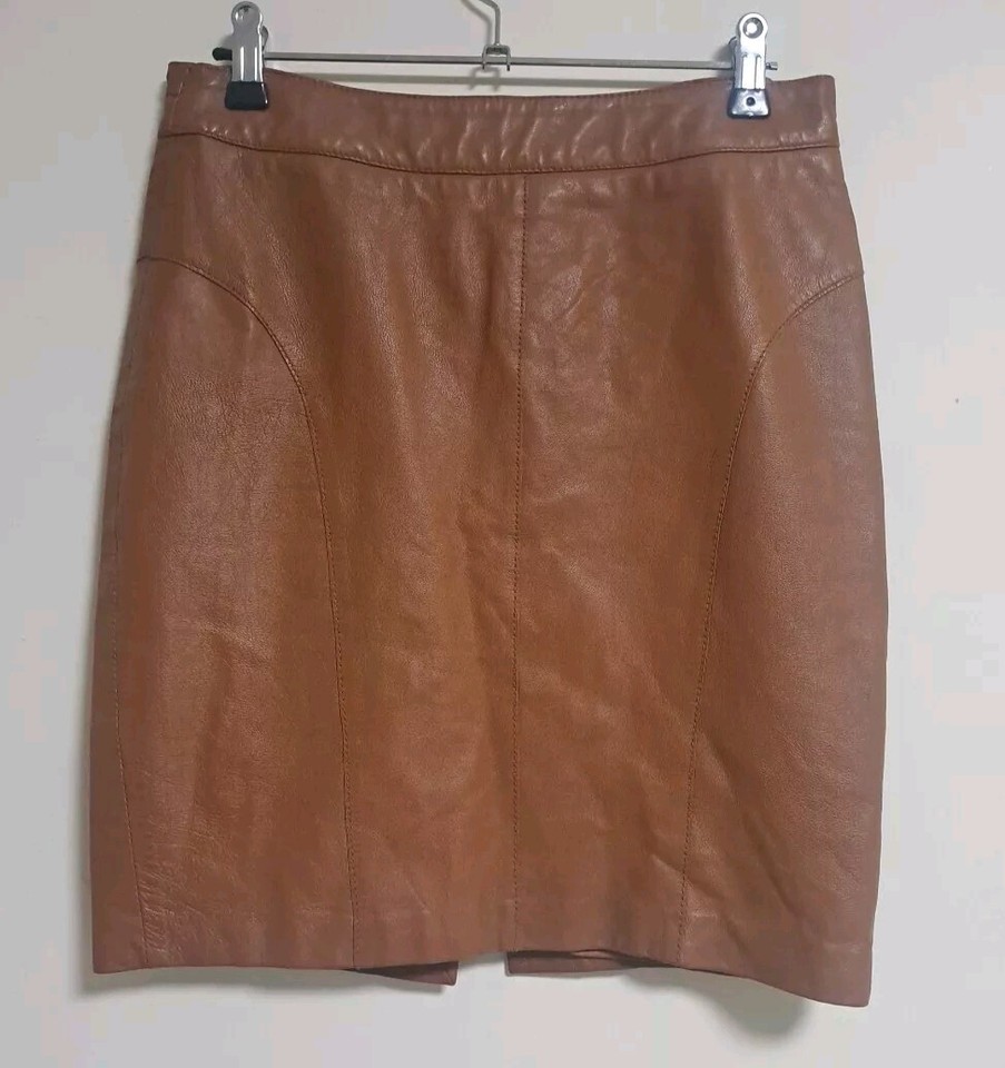 Sportsgirl Womens Size 8 100 Leather Midi Skirt Tan/Brown eBay