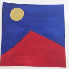 6x6 Inch Gouache Painting Impressionism Original Collectible Titel At Night A1