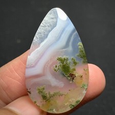 Scenic Moss Agate Cabochon 36x22x5.5mm High Quality 30.5 ct