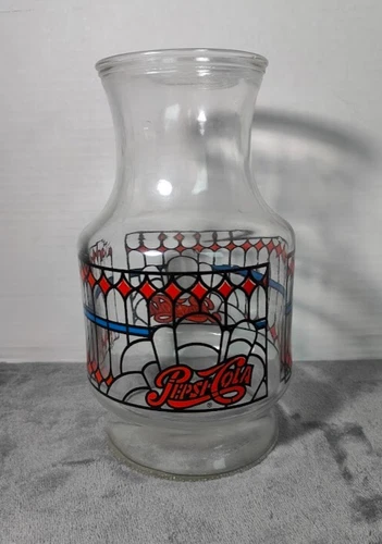 Vintage Pepsi Cola Glass Vase Tiffany Style Stain Glass 70s Collectable