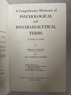 A Comprehensive Dictionary of Psychological And Psychoanalytical Terms 1962