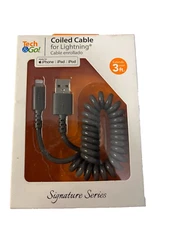 Tech & Go  3 ft. Coiled Cable for Lightning Designed to power iPad, iPod, and iP