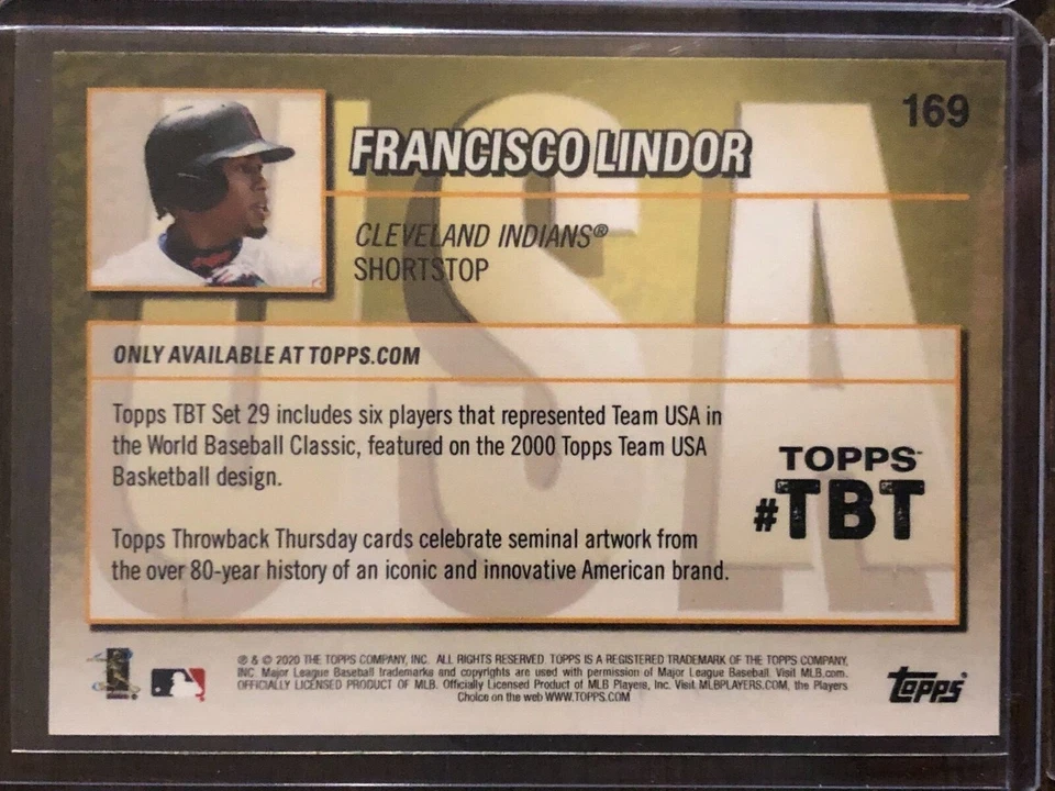 2020 Topps Throwback Thursday TBT #169 Francisco Lindor Cleveland Indians - Image 2 of 2