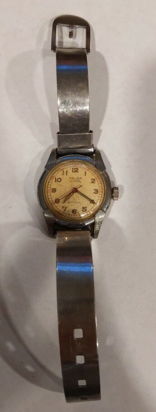 Vintage Helios Military Swiss Stainless Men Wrist Watch Running Unique Band W414