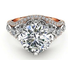 4.10Ct Round Cut Moissanite Engagement Wedding Ring  14K Rose Gold Plated