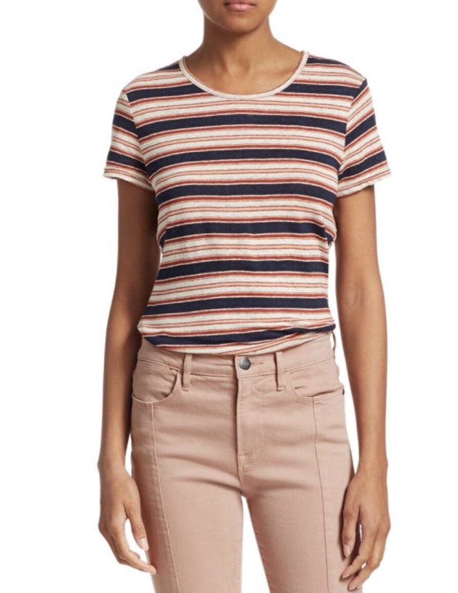 FRAME Women's Striped Linen Top Navy and Red : Sz:XS $129 | eBay