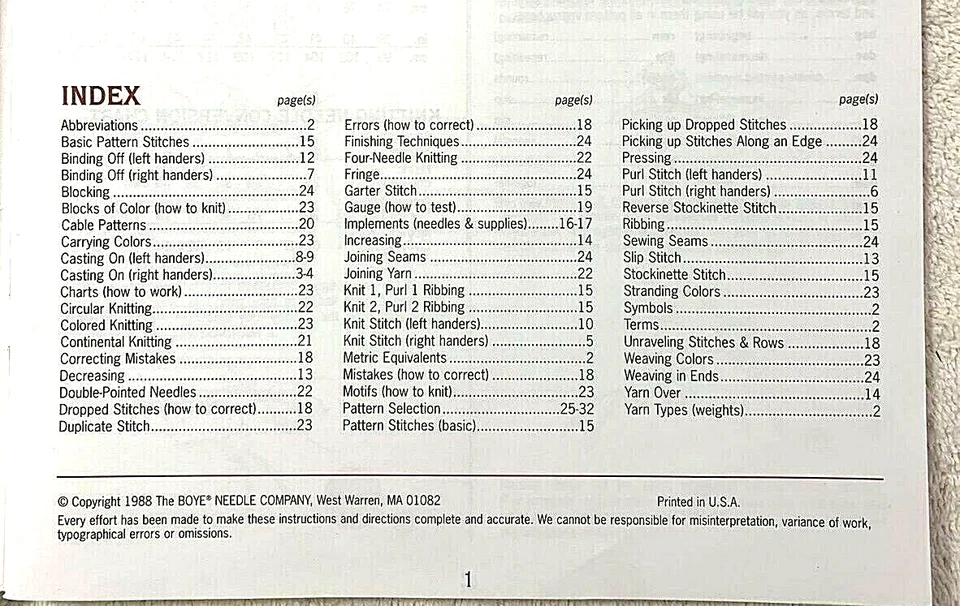 Boye I Taught Myself Knitting Simple Instructions and Diagrams 15 Patterns 6398 - Image 3 of 4