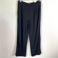 Vince Womens Small Black Pleated Pants Straight Leg Pull On High Rise