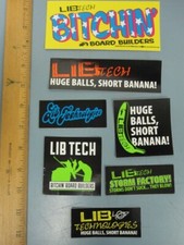 LIB TECH snowboard skateboard surf ski 7 Pack Logo Stickers 2 NEW old stock
