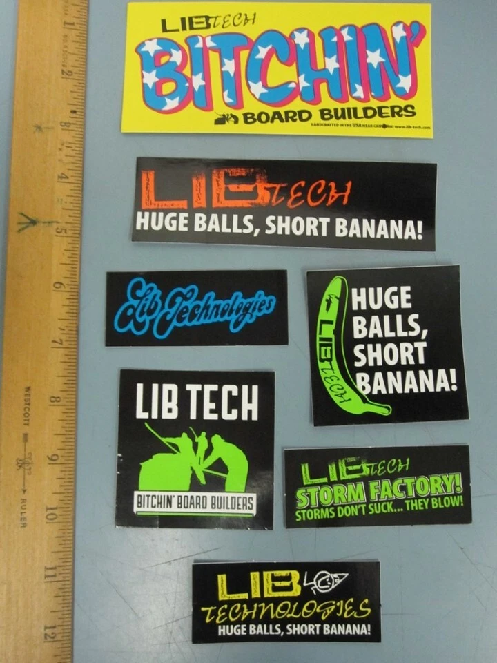 LIB TECH snowboard skateboard surf ski 7 Pack Logo Stickers #2 NEW old stock