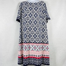 Eliza J Dress Womens 18W Blue White Shift Short Sleeve Stretch Floral NWT