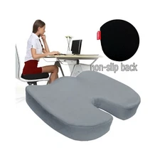Non Slip Memory Foam Coccyx Orthopedic Seat Office Chair Cushion Pain Relief Gra