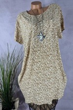 Breezy summer dress tunic smock Mille Fleur pattern Italy beige 42 44 46