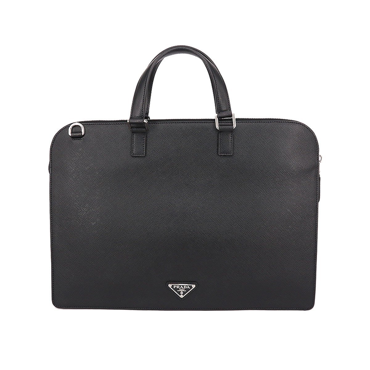PRADA Men's Black Saffiano Leather Attache Briefcase Bag for