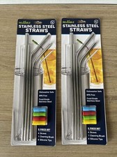 4th Utensils Reusable Stainless Steel Straws 4 Straws Each 8 Straws Total 2 PK