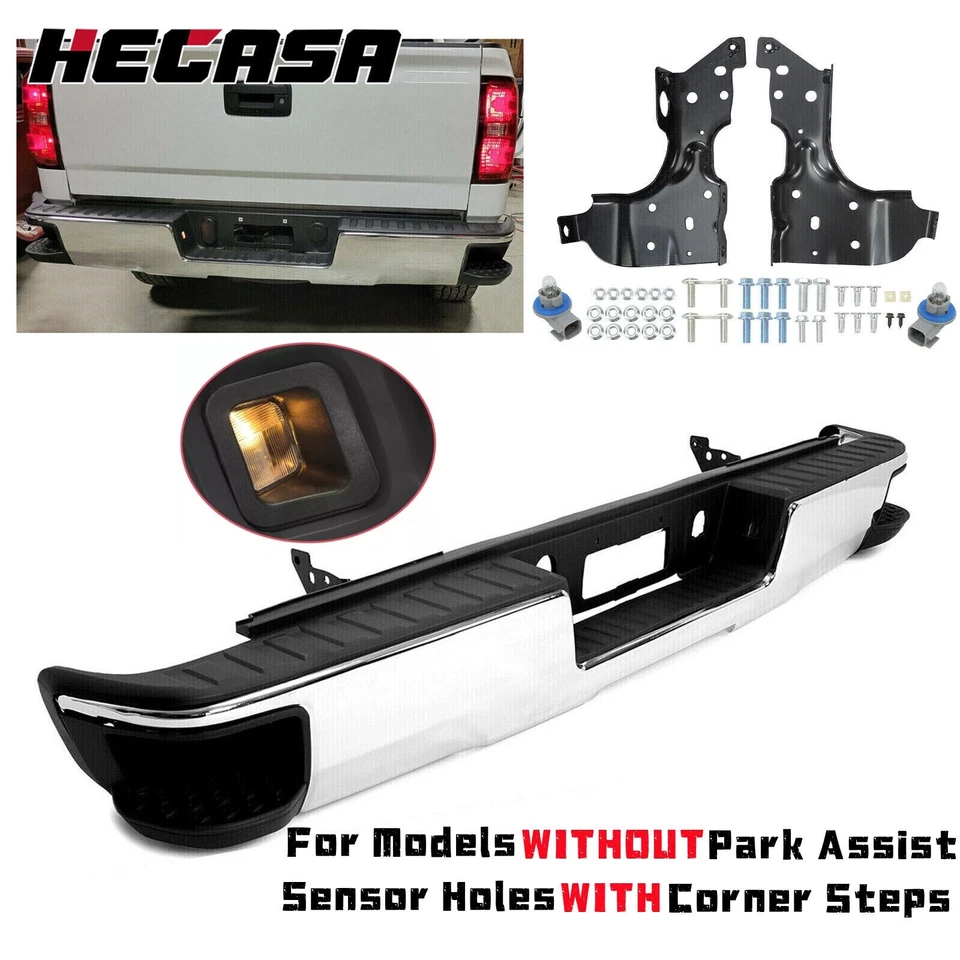 Chrome Rear Step Bumper Assembly For Chevy Silverado GMC Sierra 1500 2014-2018 - Image 2 of 4